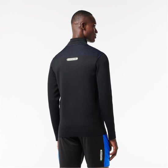 Men's Lacoste Regular Fit Zip Neck Long Sleeve Sweater in Black/Hilo - Image 1