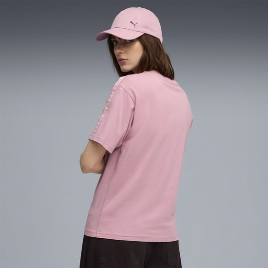 Women's Puma Tape Relaxed T-Shirt in Poised Pink - Image 4
