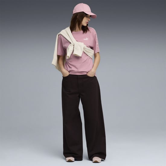 Women's Puma Tape Relaxed T-Shirt in Poised Pink - Image 5