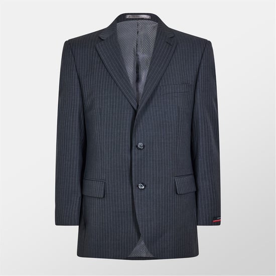 Men's Pierre Cardin Striped Suit Jacket with Double Flap Pockets in Grey - Image 1