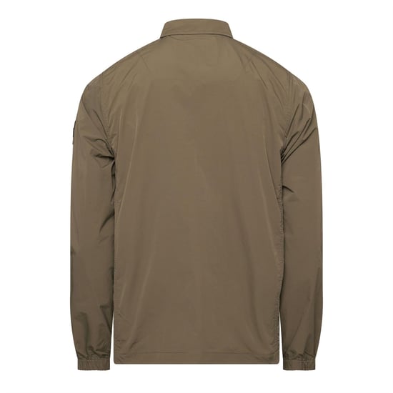 Men's Weekend Offender Granville Solid Patterned Flap Pocket Overshirt in Dark Green - Image 2