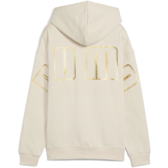 Women's Puma Maximal Metallic Comfort Tech Fleece Overhead Hoodie in Alpine Snow - Image 2