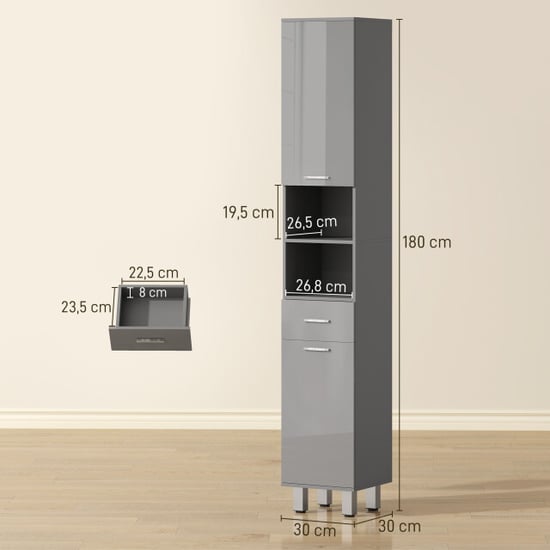 4goodz Kolomkast badkamerkast met planken en lade verstelbaar hoogglans - Image 3