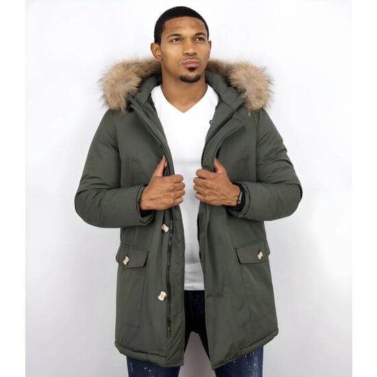 Enos Lange parka jas met bontkraag - Image 5