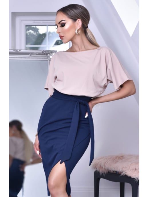 Catwalk Sabrina contrast batwing dress navy - Image 1