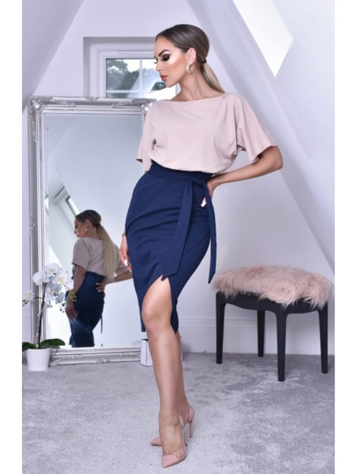 Catwalk Sabrina contrast batwing dress navy - Image 2