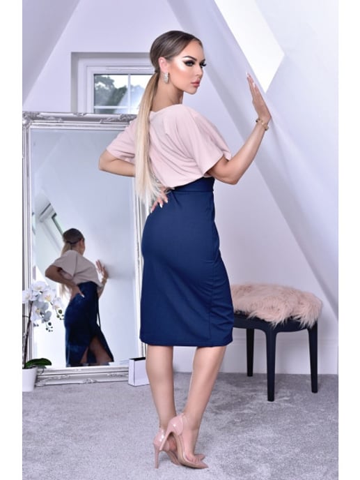 Catwalk Sabrina contrast batwing dress navy - Image 3