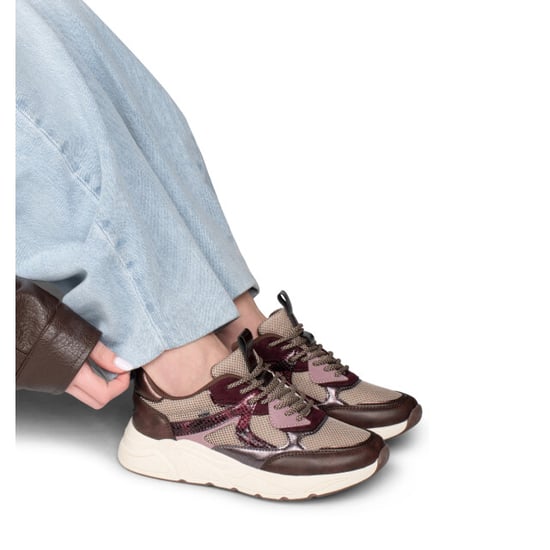 Poelman Ps kiki cherry taupe dk brown lage sneakers dames - Image 2