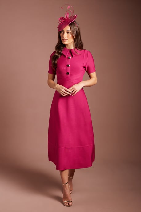 Bandage Knit Short Sleeve Shirt Midi Dress - Image 1