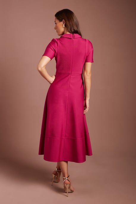 Bandage Knit Short Sleeve Shirt Midi Dress - Image 3