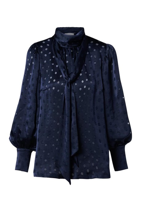 Caroline Tensen Clova Print Blouse Navy - Image 2