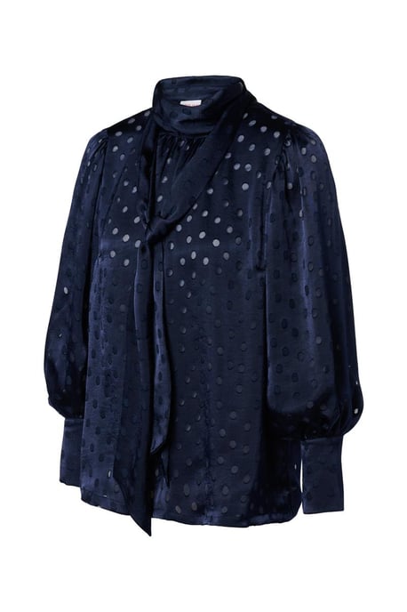 Caroline Tensen Clova Print Blouse Navy - Image 3