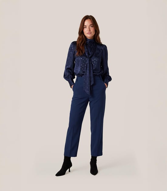 Caroline Tensen Clova Print Blouse Navy - Image 6