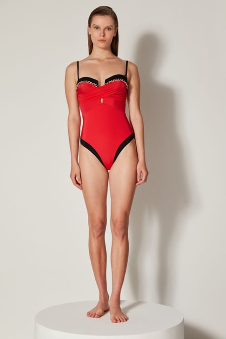 Solid Balconette One-Piece Swimsuit - Image 1