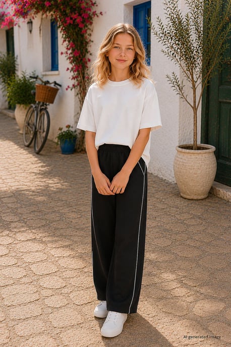Jeugd Elastische Taille Brede Been Sweatpants - Image 3