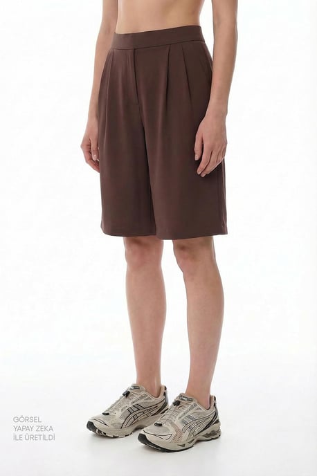 High-Waist Pleated Wide-Leg Shorts - Image 1