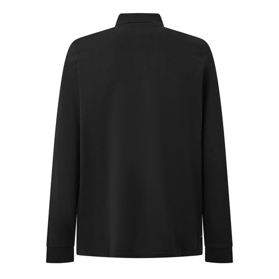 Men's Weekend Offender Barnum Long Sleeve Polo Shirt in BLACK - Image 2