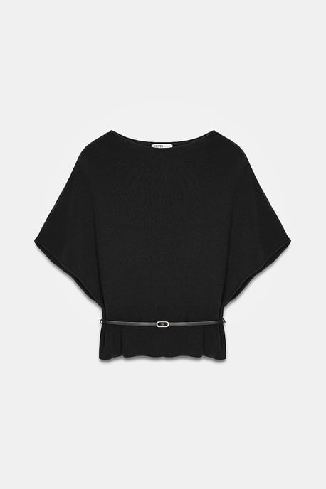 Belted Boat Neck Knit Sweater - Image 5