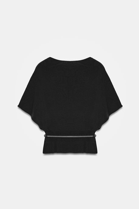 Belted Boat Neck Knit Sweater - Image 6