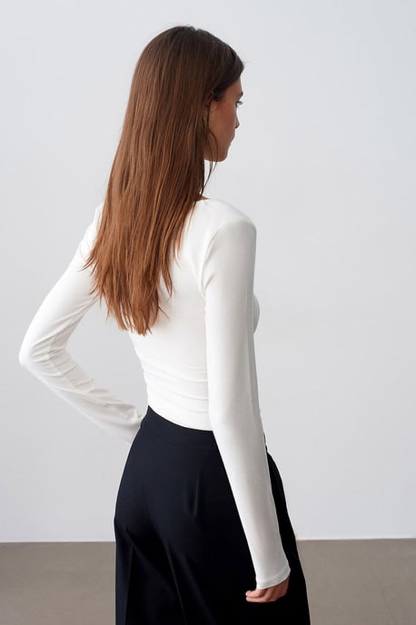 Slim Fit V-hals Gebreide Blouse - Image 2