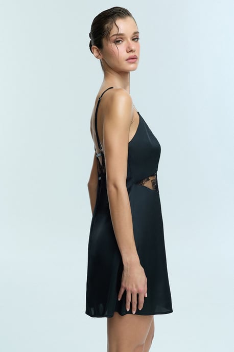 Satin Midi Slipdress Met Kant Trim - Image 3