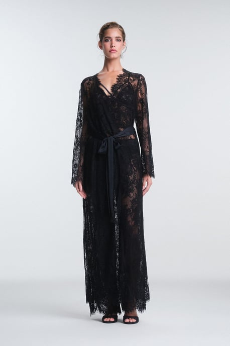 Geborduurde Maxi Robe Met Striksluiting - Image 1