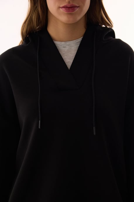 Överdimensionerad V-ringad Stickad Hoodie - Image 4