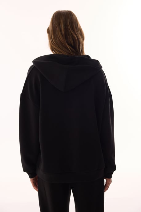 Överdimensionerad V-ringad Stickad Hoodie - Image 5