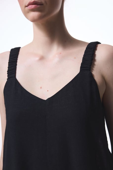 Getailleerde V-hals Rechtaflopende Jumpsuit Met Zakjes - Image 3