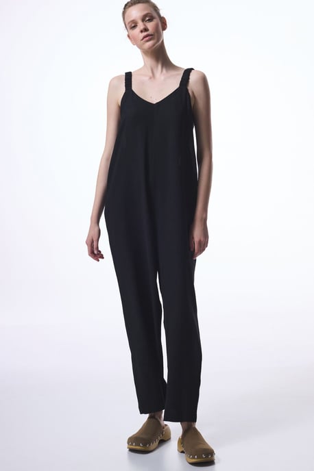 Getailleerde V-hals Rechtaflopende Jumpsuit Met Zakjes - Image 5