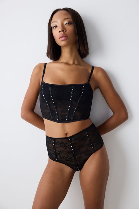 Tajt fyrkantig-hals korsett crop top - Image 3