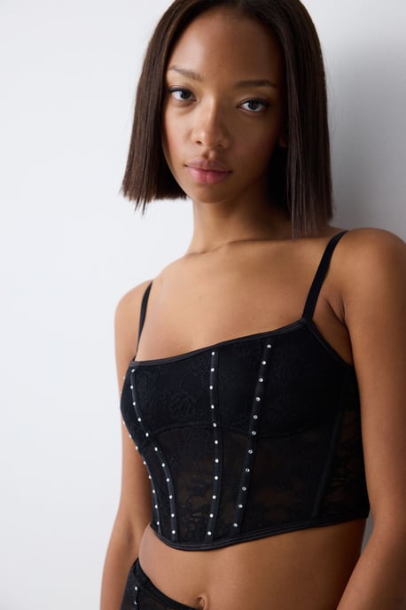 Tajt fyrkantig-hals korsett crop top - Image 4