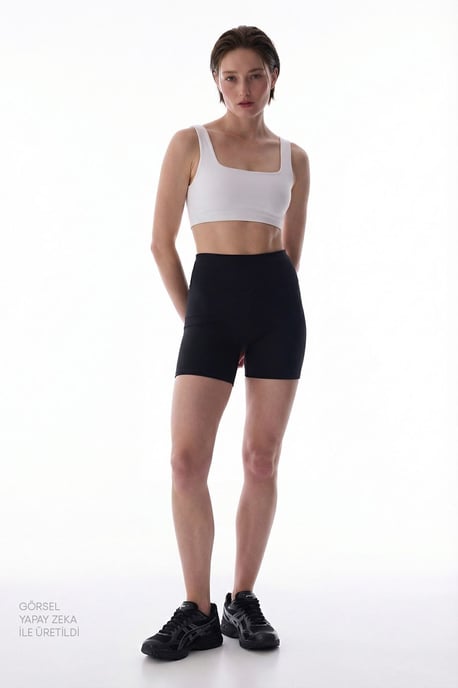 Högmidjade smala stickade shorts - Image 4