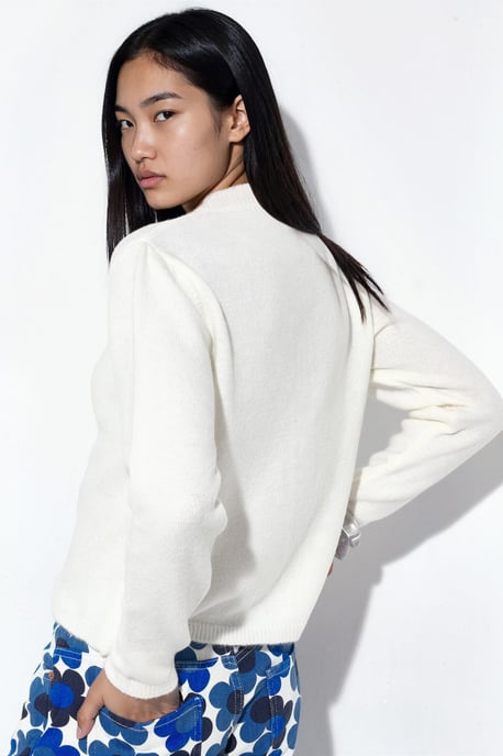 Geribbelde Crew Neck Knopen Cardigan - Image 3