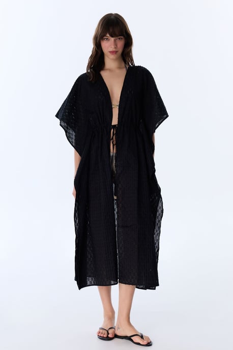 Overmaatse Geweven Katoenen Strandkimono - Image 1