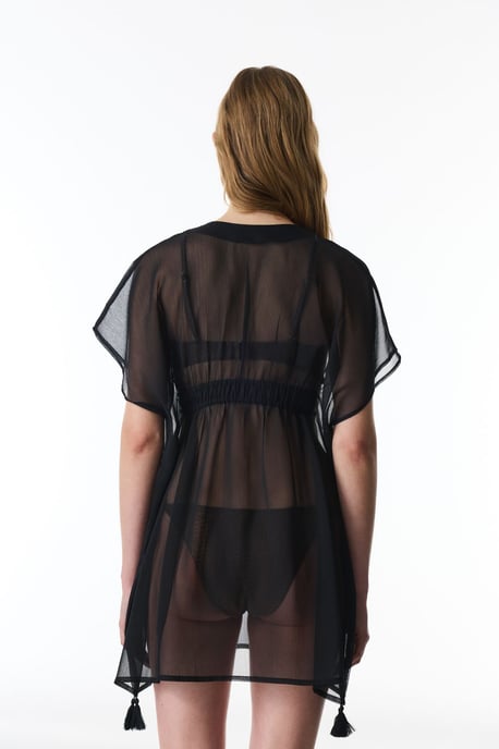 Mini Geweven Strand Kaftan Met Franje Detail - Image 2