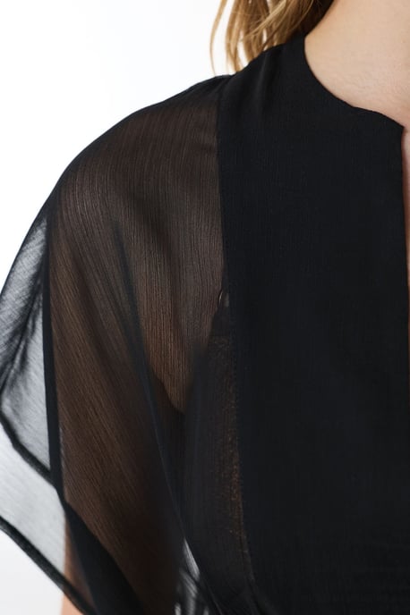 Mini Geweven Strand Kaftan Met Franje Detail - Image 4