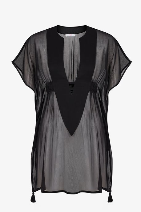 Mini Geweven Strand Kaftan Met Franje Detail - Image 6