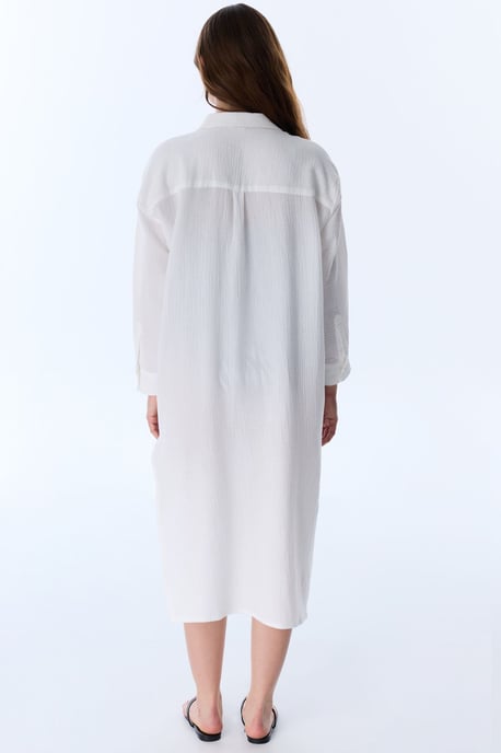 Long Oversized Cotton Button Cover-Up - Image 2