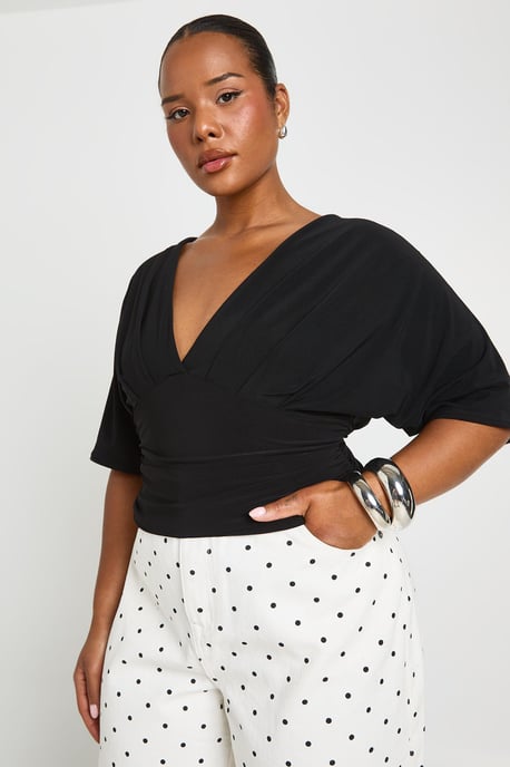 Plus Ruched Bat Wing Top - Image 1