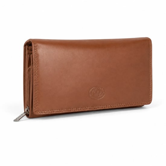 Women’s Large Leather RFID Purse Wallet in Tan - Image 1