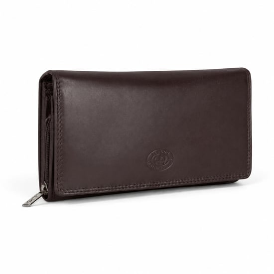 Women’s Large Leather RFID Purse Wallet in Dark Brown - Image 1