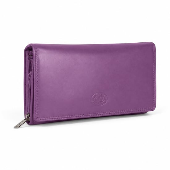 Women’s Large Leather RFID Purse Wallet in Lilac - Image 1