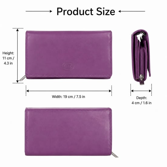 Women’s Large Leather RFID Purse Wallet in Lilac - Image 3