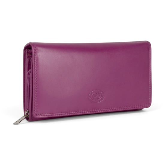 Women’s Large Leather RFID Purse Wallet in Fuchsia - Image 1