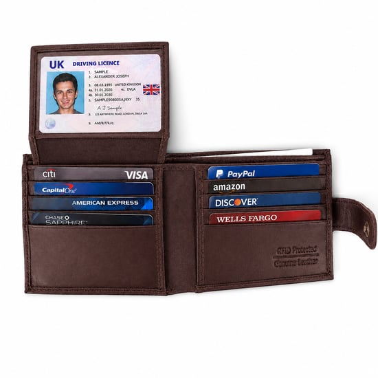 Woodland Leather Brown 4.5" RFID Multi Pocket Wallet - Image 3