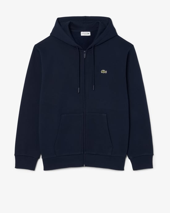 Long Sleeve Logo Detail Hoodie in Navy - Image 1