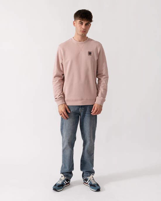 Relaxed Fit Long Sleeve Logo Detail Sweatshirt in Dusty Pink - Image 1