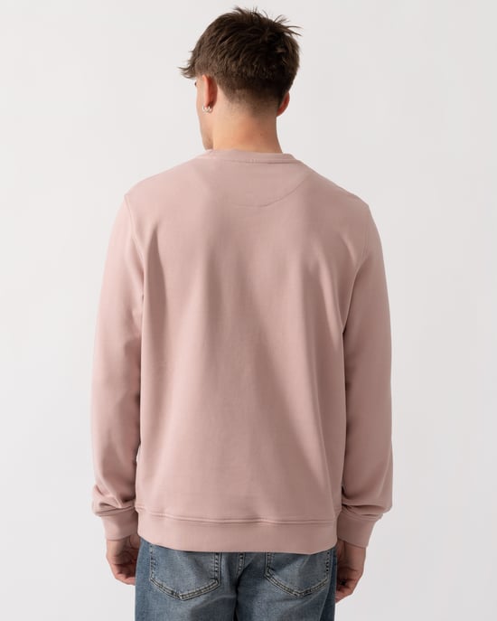 Relaxed Fit Long Sleeve Logo Detail Sweatshirt in Dusty Pink - Image 2