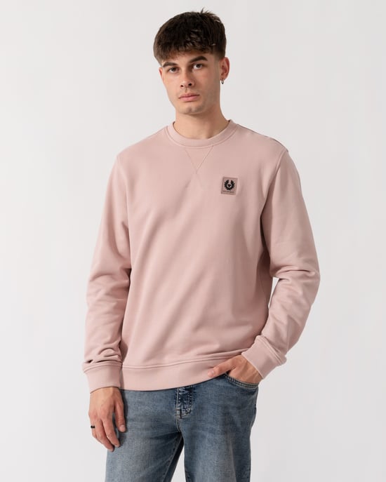 Relaxed Fit Long Sleeve Logo Detail Sweatshirt in Dusty Pink - Image 3